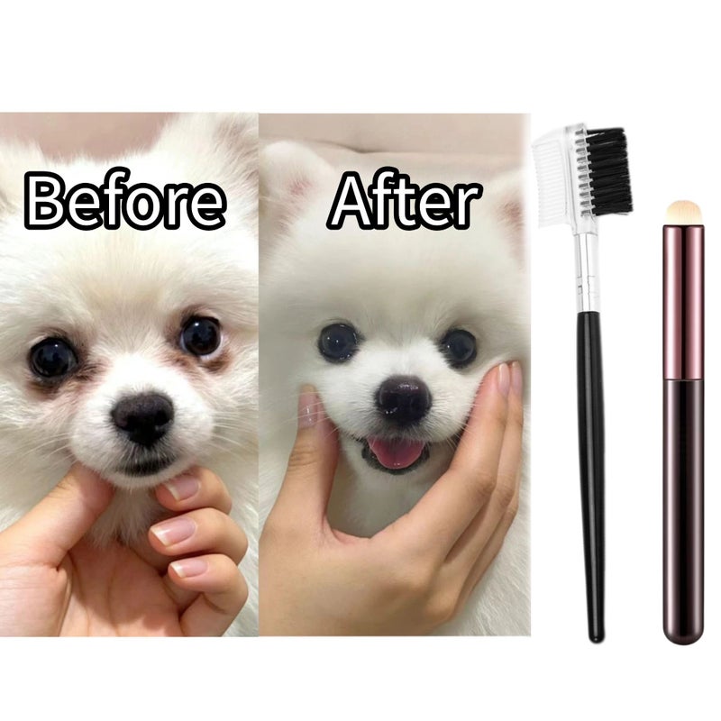 Dog Tear Stain Remover And Eye Care System Two Piece Set With Soft Brush And Double Row Comb For Instant Stain Removal Knot Free Detangling And Sensitive Eye Care For Puppies And Dogs - Image 1