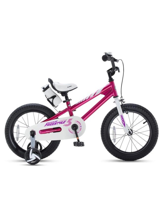 RoyalBaby Kids Bike Boys Girls Freestyle BMX Bicycle with Training Wheels Gifts for Children Bikes 12 Inch Fuchsia - Image 3