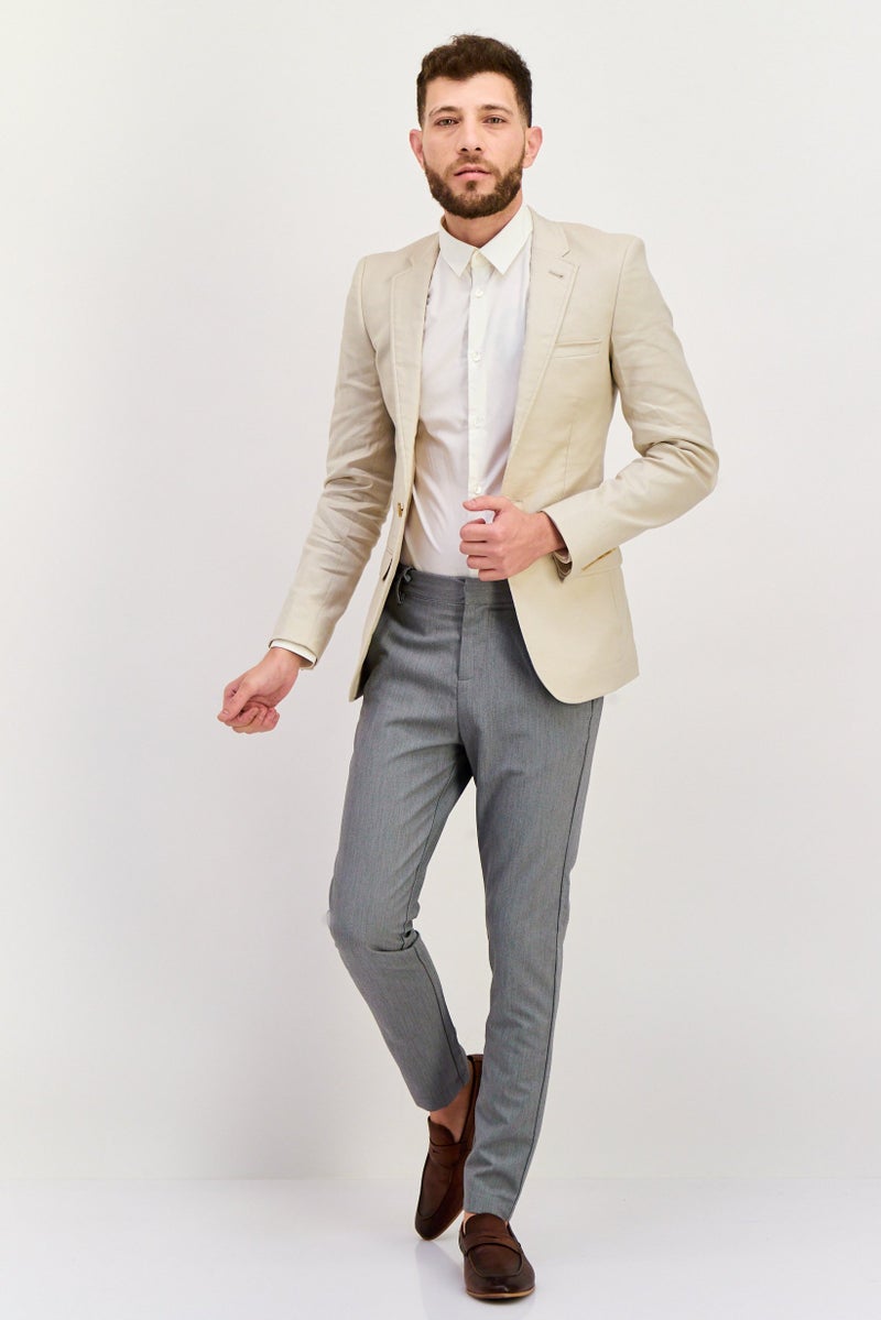 Asos Design Men Regular Fit Linen Blazer, Beige - Image 4