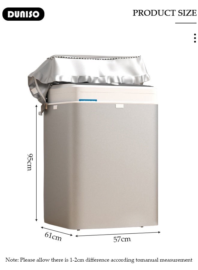 DUNISO Washing Machine Cover Oxford Cloth Full-Automatic Wave Wheel Dustproof Waterproof Sun-Proof Thickening Silver Coated Fabric Washer and Dryer Covers Suitable for 8.5KG to 12KG for Toilet, Kitchen, Bathroom,Balcony - Image 2