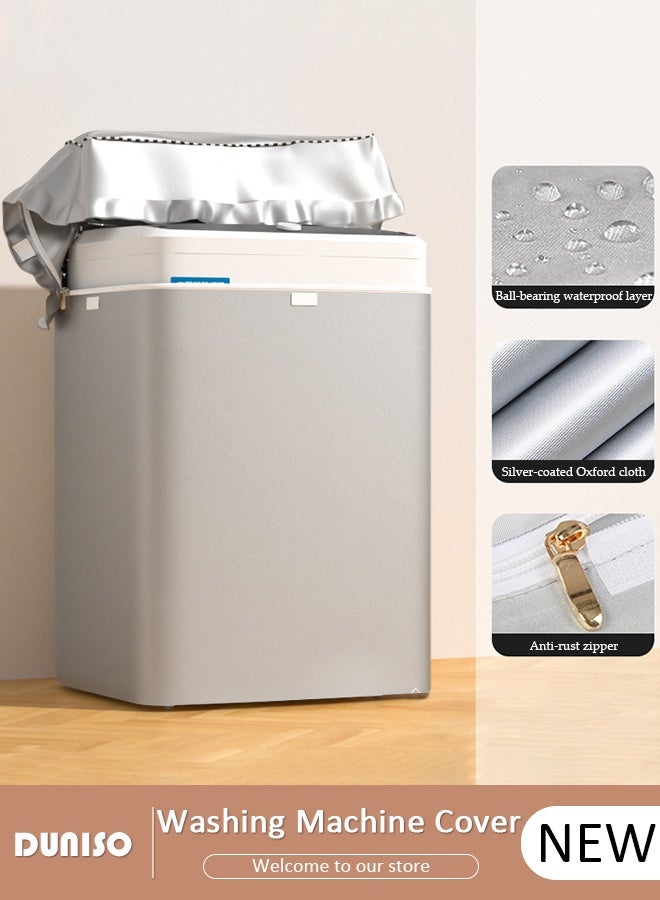 DUNISO Washing Machine Cover Oxford Cloth Full-Automatic Wave Wheel Dustproof Waterproof Sun-Proof Thickening Silver Coated Fabric Washer and Dryer Covers Suitable for 8.5KG to 12KG for Toilet, Kitchen, Bathroom,Balcony - Image 1
