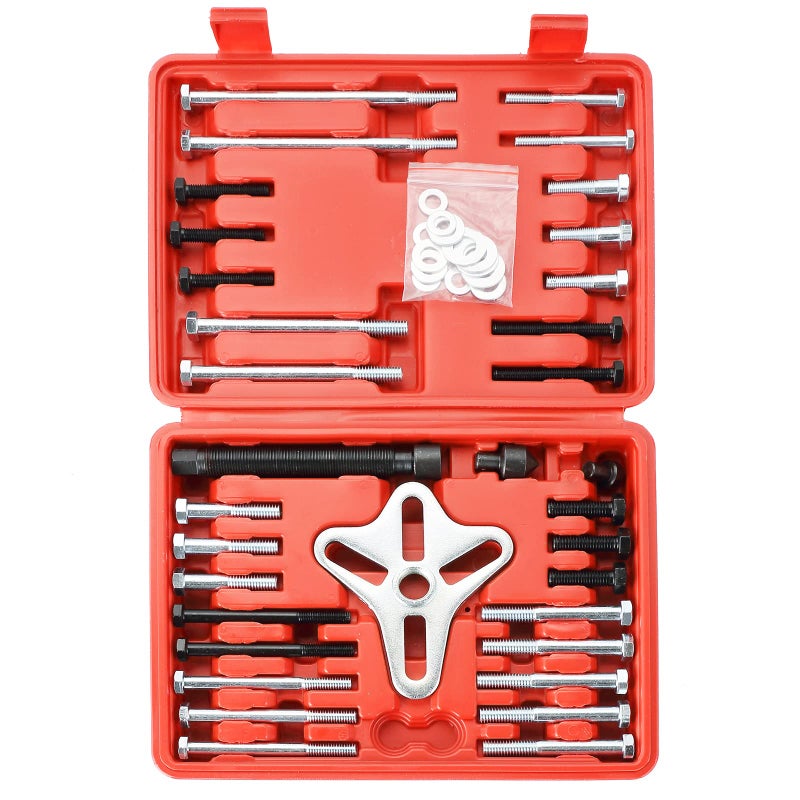 ATPEAM 46pcs Harmonic Balancer Puller Set Steering Wheel Puller Kit Use with Harmonic Balancers Crankshaft Pulleys and Gears Work on Most Cars Pickups SUVs