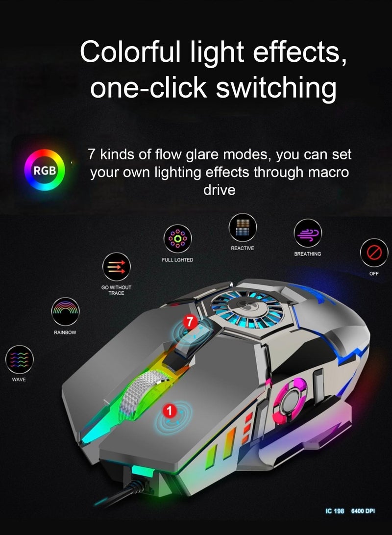 زيروديت ماوس ألعاب سلكي بدقة 6400 نقطة في البوصة مع برمجة ماكرو و7 إضاءات RGB للألعاب والاستخدام اليومي للكمبيوتر الشخصي والمهام المكتبية - Image 4