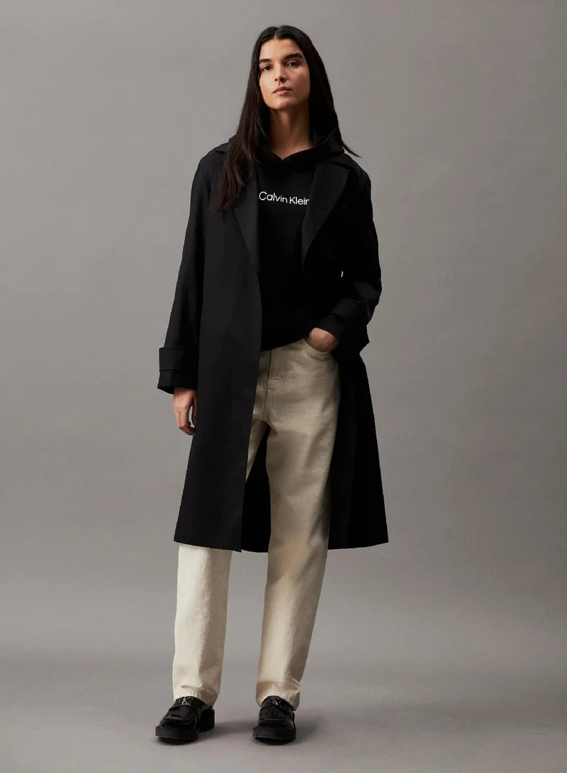 Calvin Klein Ck Black Cotton Terry Logo Hoodie for Women | Best Price UAE