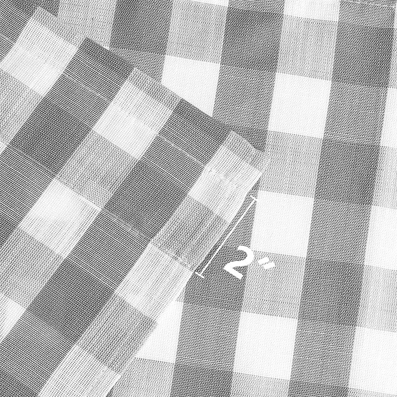 Amzdecor Buffalo Plaid Valance Linen Sheer Cafe Curtain Buffalo Check Plaid Rod Pocket Rustic Kitchen Window Treatment for Living Room Bedroom 1 Panel  55''x15''  Sliver/Gray - Image 3