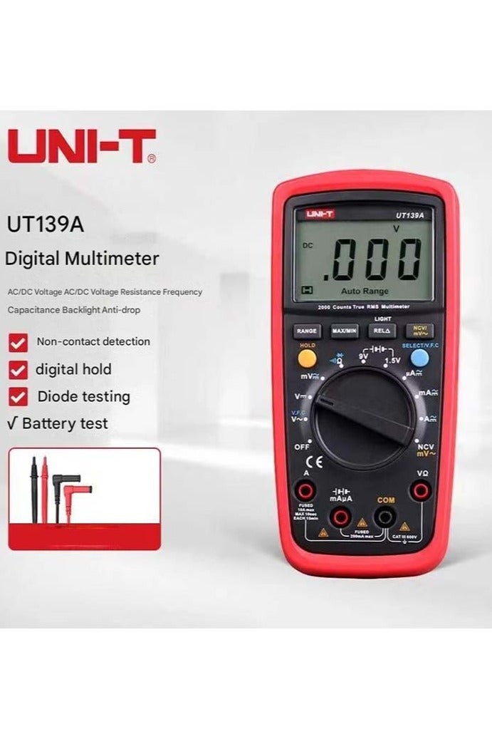 UniT UNI-T UT139A CAT III 600V True RMS Digital Multimeter with Frequency,NCV,Resistance, Voltage,Temperature Measurement - Image 1