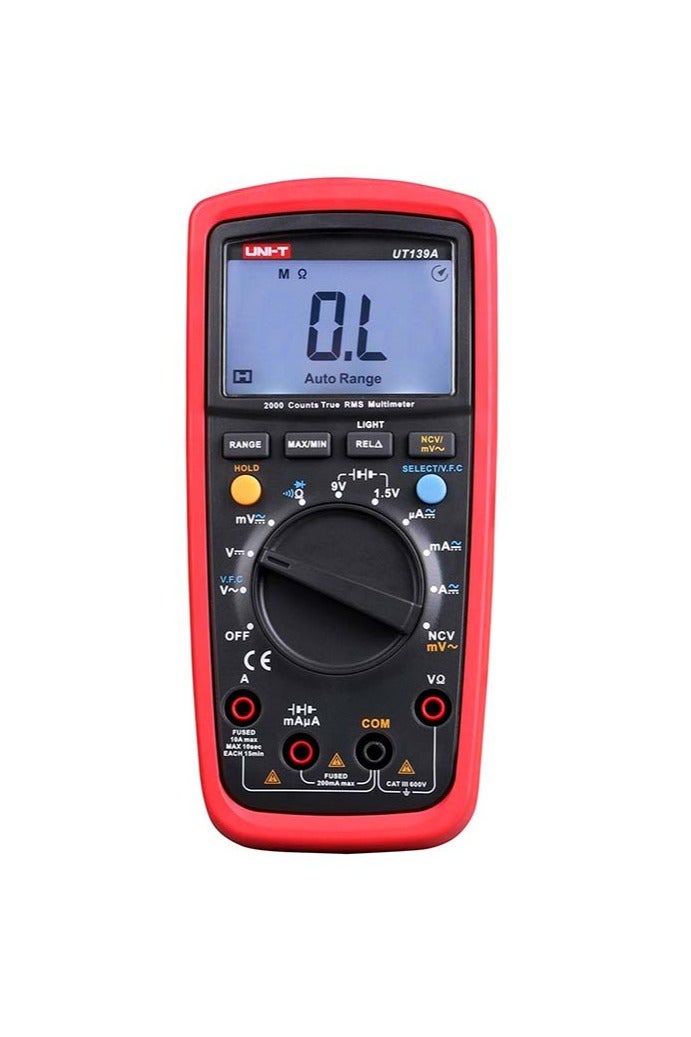 UniT UNI-T UT139A CAT III 600V True RMS Digital Multimeter with Frequency,NCV,Resistance, Voltage,Temperature Measurement - Image 2