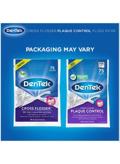 Dentek Cross Flosser Plaque Control Floss Picks Xshaped Floss 75 Count 3 Pack  - Image 2