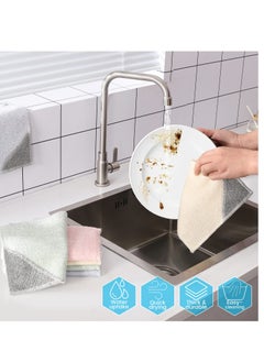 Excefore 8 Pack 7.9"X9.8" Bamboo Fiber Cleaning Cloths, Kitchen Dish Cloths, Reusable and Absorbent Dish Cloths, Nonstick Oil Washable Dish Rags, Suitable for Kitchen Bathroom and Cleaning Counters  - Image 4