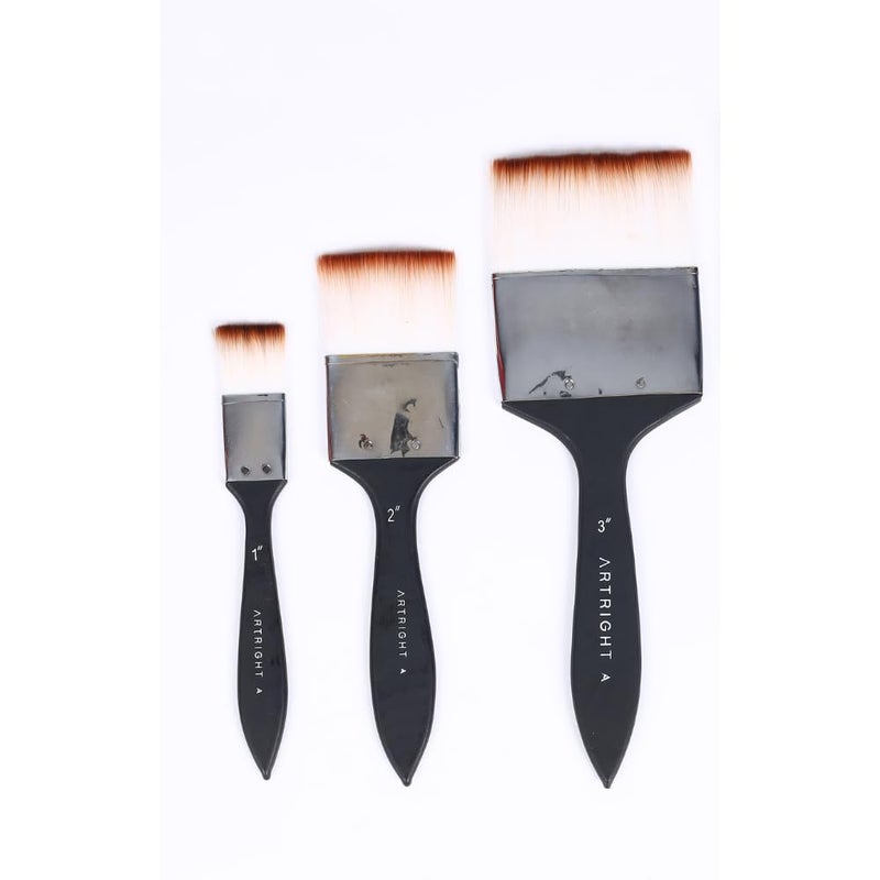 ArtRight Premium Flat Paintbrush Combo Set of 3, Handmade Artist Brushes for Acrylic, Gouache Painting, Ideal for Beginner, Professional, Wooden Handle with Synthetic Bristle (1 to 3inch) - Image 3