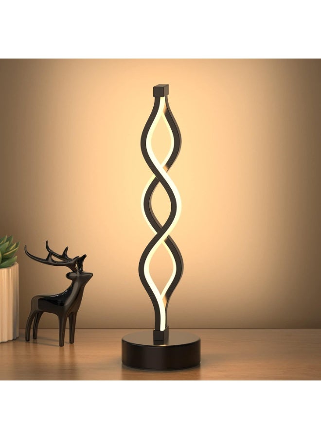 Relex Infinity Spiral LED Table Lamp Black, Dimmable Metallic Bedside Lamp with Touch Controller, 3 Colour Temperature, 15.8 Inch Height, Decorative Lamp for Home, Living Room - Image 1