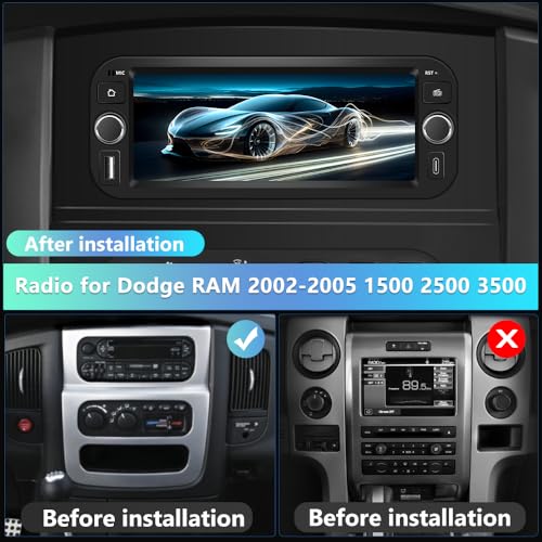 litillbuly Android 13 Car Radio for Dodge RAM 2002-2005 1500 2500 3500, [2GB+64GB] Stereo for Jeep Grand Cherokee 1999-2004 Wireless Carplay Android Auto GPS WiFi AM/FM Bluetooth DSP Wireless Update - Image 3