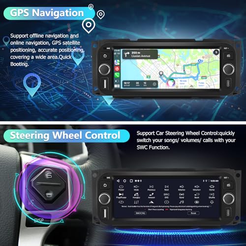 litillbuly Android 13 Car Radio for Dodge RAM 2002-2005 1500 2500 3500, [2GB+64GB] Stereo for Jeep Grand Cherokee 1999-2004 Wireless Carplay Android Auto GPS WiFi AM/FM Bluetooth DSP Wireless Update - Image 5