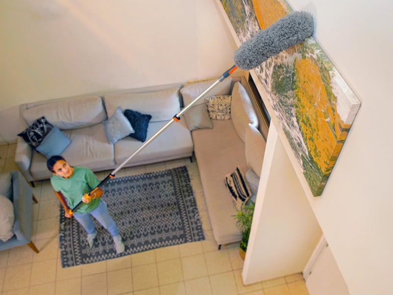 EXTEND-A-REACH 20 Foot High Reach Duster Kit with 4-12 ft Extension Pole // High Ceiling Dusting and Window Cleaning Kit with Telescopic Pole // Window Washer & Squeegee, Cobweb Duster, Fan Blade and Feather Dusters - Image 4
