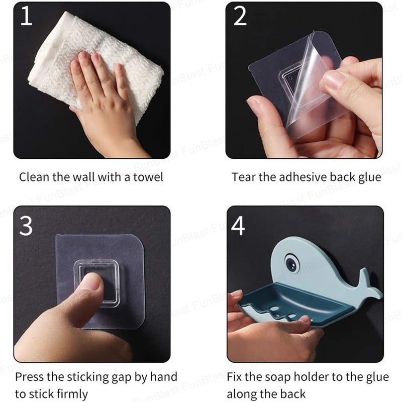 FunBlast Soap Case for Bathroom, Fish Design Soap Dish Holder, Soap Stand Holder for Bathroom, Kitchen, Sink with Wall Mounted Magic Stickers (Pack of 2-Random Color) - Image 4