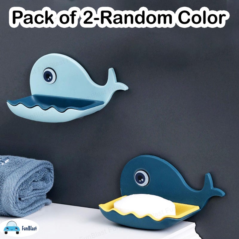 FunBlast Soap Case for Bathroom, Fish Design Soap Dish Holder, Soap Stand Holder for Bathroom, Kitchen, Sink with Wall Mounted Magic Stickers (Pack of 2-Random Color) - Image 3