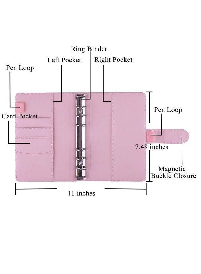 Antner Budget Binder With Zipper Envelopes Money Binder Organizer With Cash Envelopes For Budgeting & Saving Money A6 Budget Planner With 12 Cash Envelopes & 20 Colorful Stickers For Cash Pink - Image 5