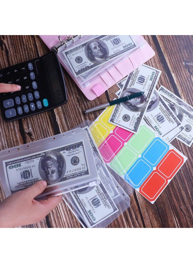 Antner Budget Binder With Zipper Envelopes Money Binder Organizer With Cash Envelopes For Budgeting & Saving Money A6 Budget Planner With 12 Cash Envelopes & 20 Colorful Stickers For Cash Pink - Image 4