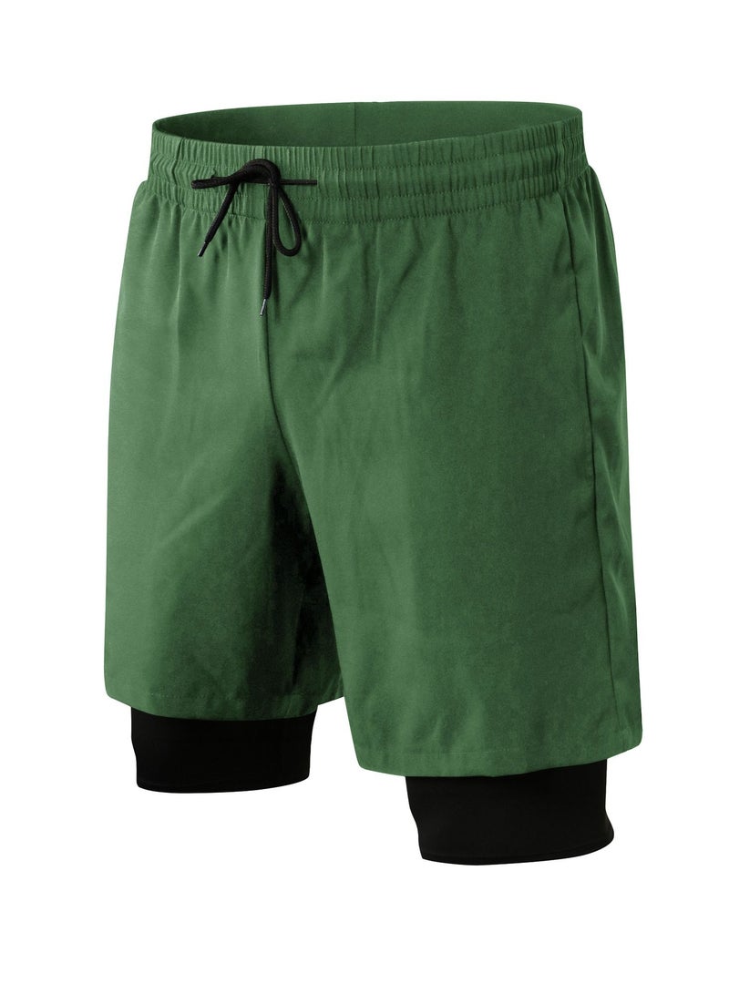 Men Quick Dry Breathable Elastic Shorts Army Green