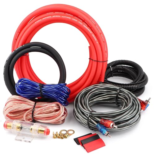 Jeemitery Jeemiter 4 Gauge Car Amp Wiring Kit, 2000 Watt Car Amplifier Install subwoofer Wire Wiring Kits Helps You Make Connections and Brings Power to Your Radio, Subwoofers and Speakers Amp Power Wire - Image 1