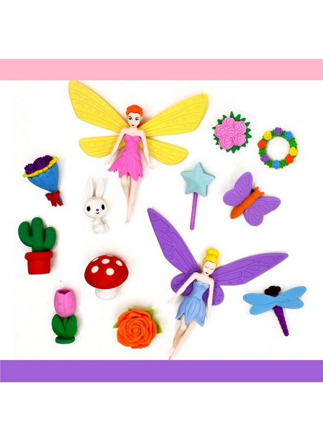 Kiditos Erasers Pack of 13 Beautiful Fairy Toy for Kids Girls Play Fancy Erasers for Kids School Stationary Kit Birthday Return Gift, Multi - Image 3