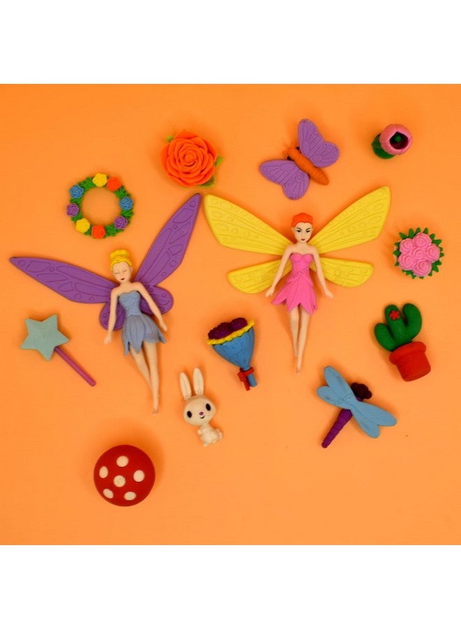 Kiditos Erasers Pack of 13 Beautiful Fairy Toy for Kids Girls Play Fancy Erasers for Kids School Stationary Kit Birthday Return Gift, Multi - Image 2