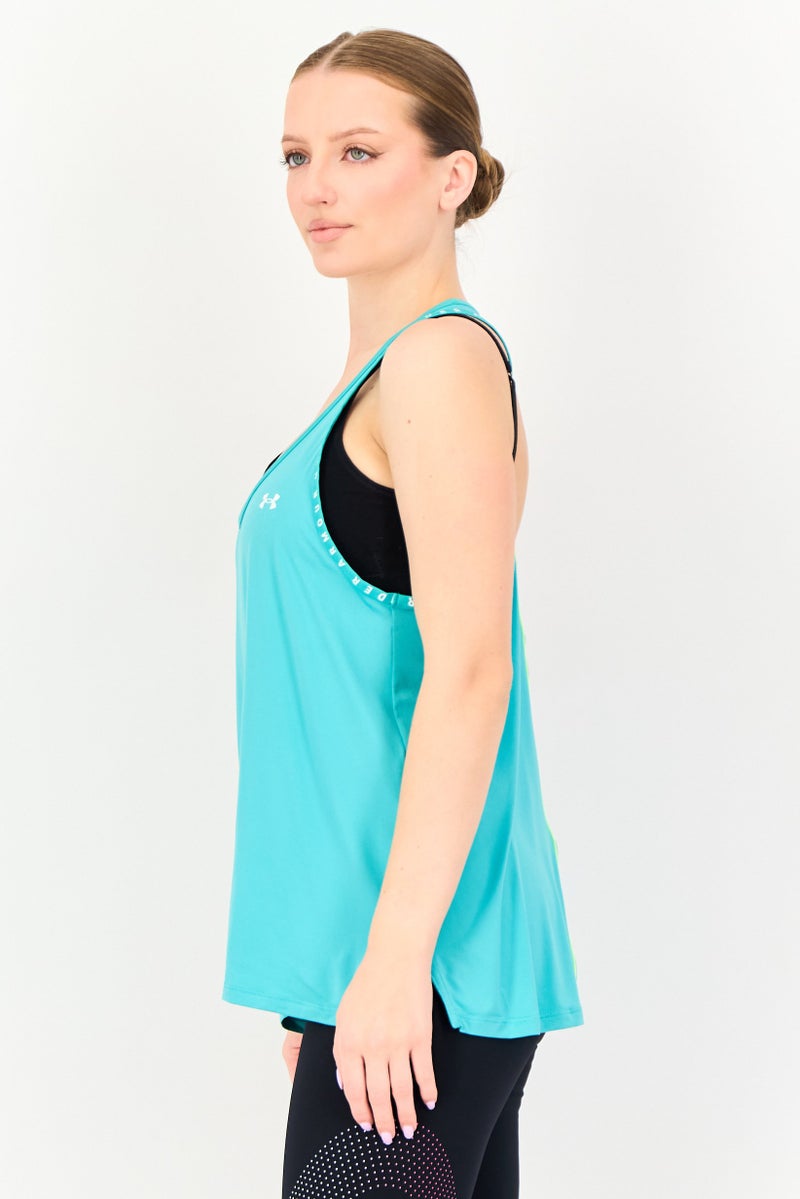 UNDER ARMOUR Women Loose Fit Sleeveless Training Tank Top, Green - Image 2
