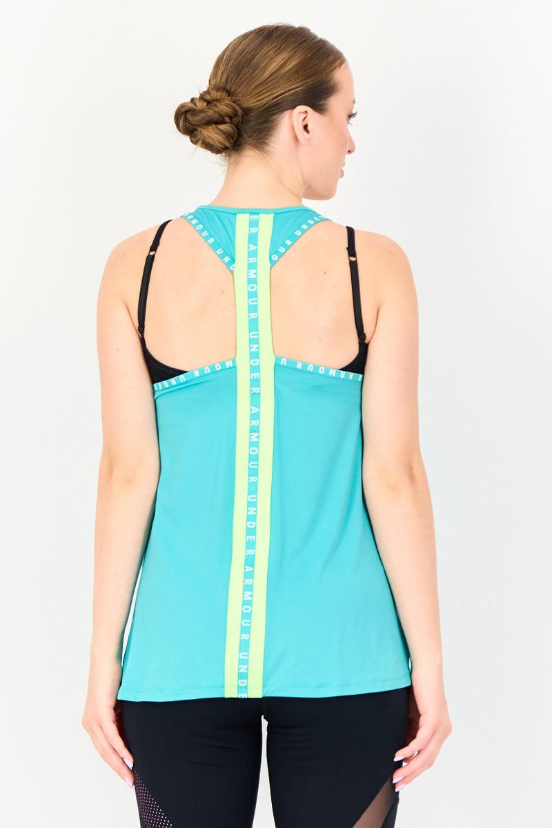 UNDER ARMOUR Women Loose Fit Sleeveless Training Tank Top, Green - Image 3