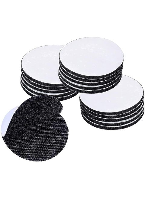 Elvana Double Sided Hook Loop Dots Adhesive Sticky Back Coins Self Adhesive Fastener Interlocking Tape for Couch Cushions Carpet Stair Treads Carpet DIY Craft Round 2 inch Black 20