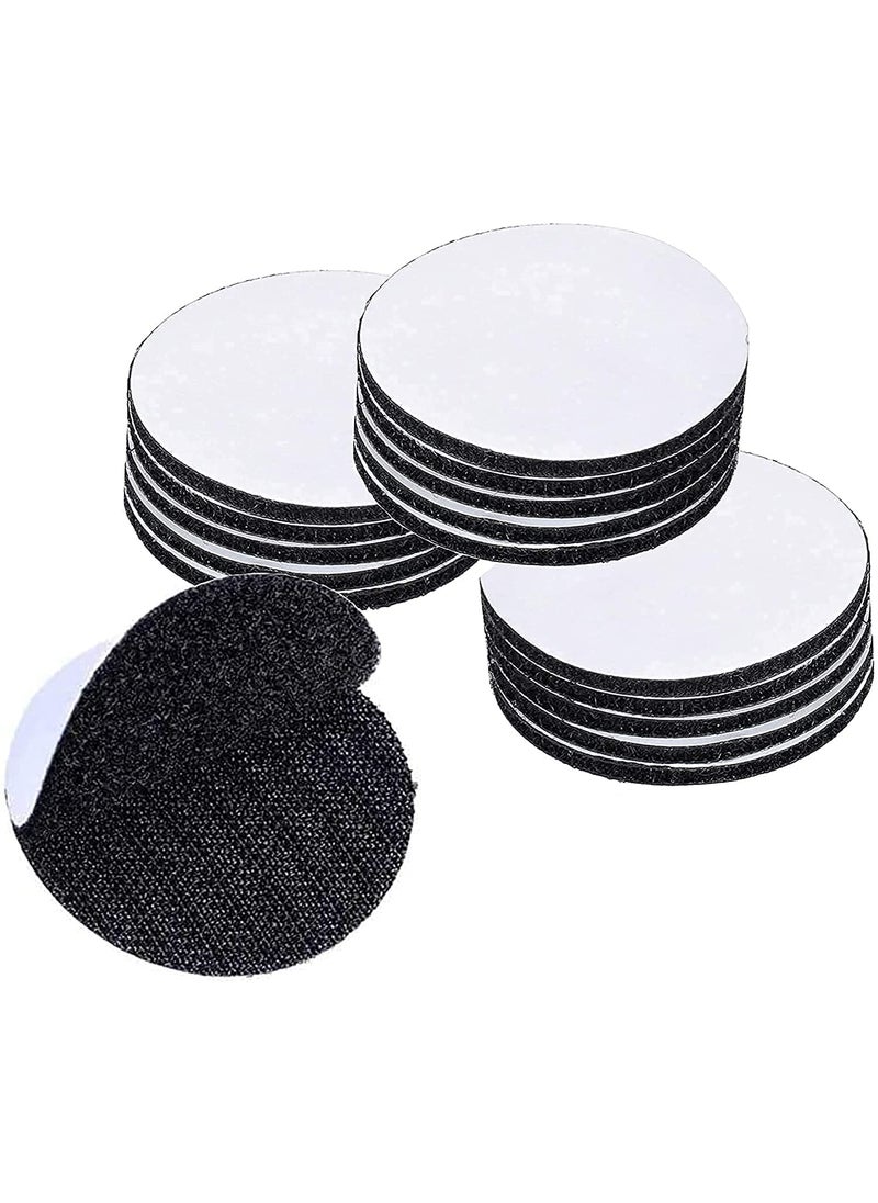 Elvana - Elvana Double Sided Hook Loop Dots Adhesive Sticky Back Coins Self Adhesive Fastener Interlocking Tape for Couch Cushions Carpet Stair Treads Carpet DIY Craft Round 2 inch Black 20 - Image 1