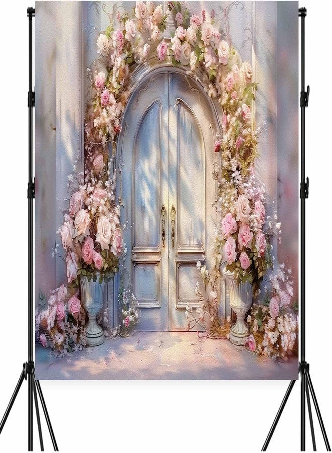 Drgilau 7X5ft Pink Floral Photography Backdrop, Retro Oil Painting Flowers Photography Backdrop Dreamlike Wedding Portrait Photo Background Wedding Birthday Party Background Banner Decor - Image 5