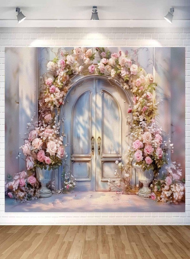 Drgilau 7X5ft Pink Floral Photography Backdrop, Retro Oil Painting Flowers Photography Backdrop Dreamlike Wedding Portrait Photo Background Wedding Birthday Party Background Banner Decor - Image 1