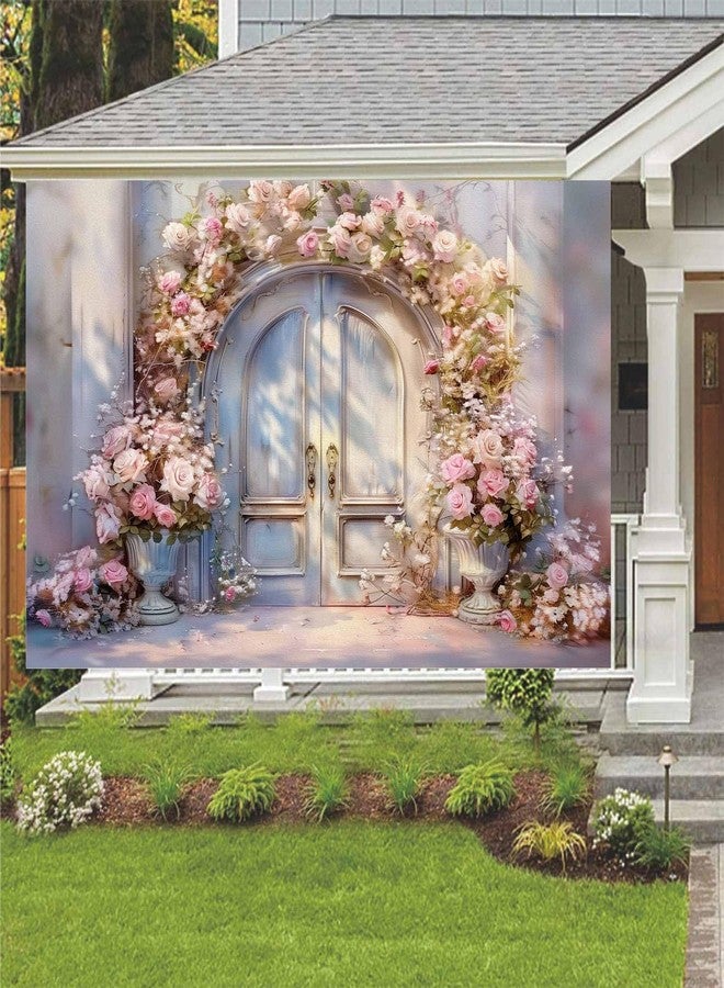 Drgilau 7X5ft Pink Floral Photography Backdrop, Retro Oil Painting Flowers Photography Backdrop Dreamlike Wedding Portrait Photo Background Wedding Birthday Party Background Banner Decor - Image 2