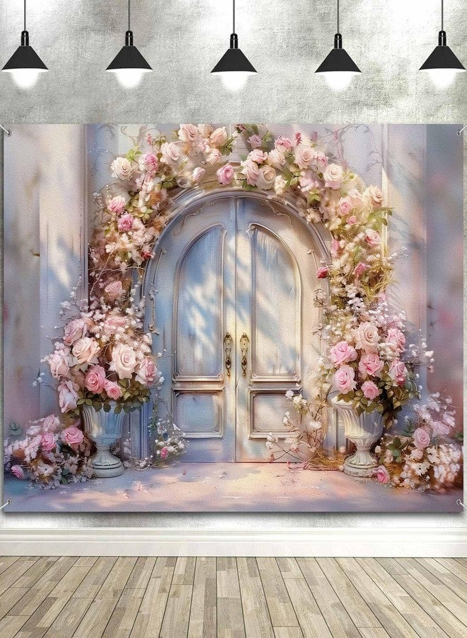 Drgilau 7X5ft Pink Floral Photography Backdrop, Retro Oil Painting Flowers Photography Backdrop Dreamlike Wedding Portrait Photo Background Wedding Birthday Party Background Banner Decor - Image 3
