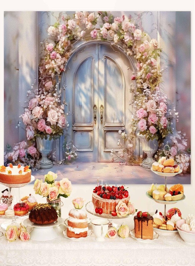 Drgilau 7X5ft Pink Floral Photography Backdrop, Retro Oil Painting Flowers Photography Backdrop Dreamlike Wedding Portrait Photo Background Wedding Birthday Party Background Banner Decor - Image 4