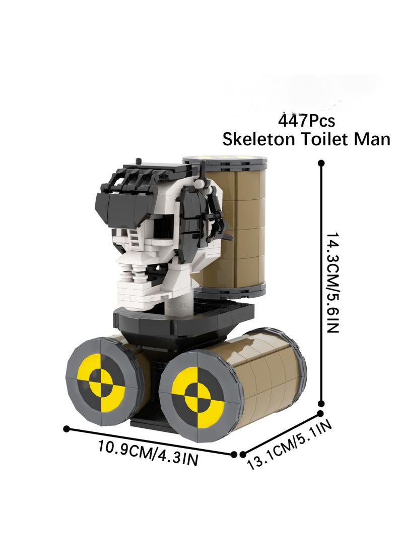 Skibidi Toilet Man Toy Building Blocks 447 Pcs Skeleton Toilet Man Toy Ideas Toys Battle Horror Game Model Ideas Toys Gifts for Adult & Kids
