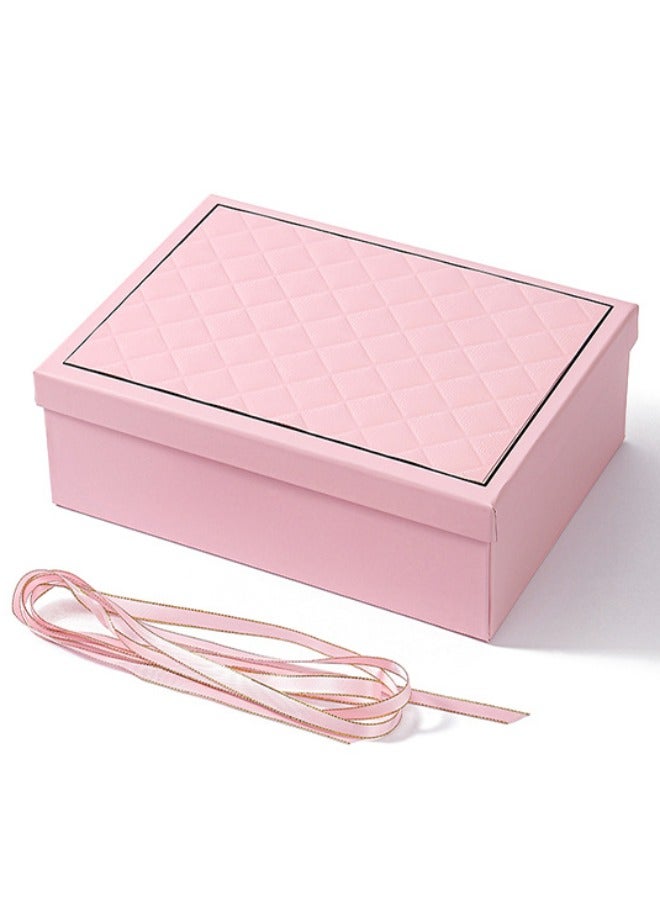 Pink Gift Box For Girl,With Lid,Rectangular Foldable,Packaging Box For Valentines Day Present Birthday Wedding - Image 3