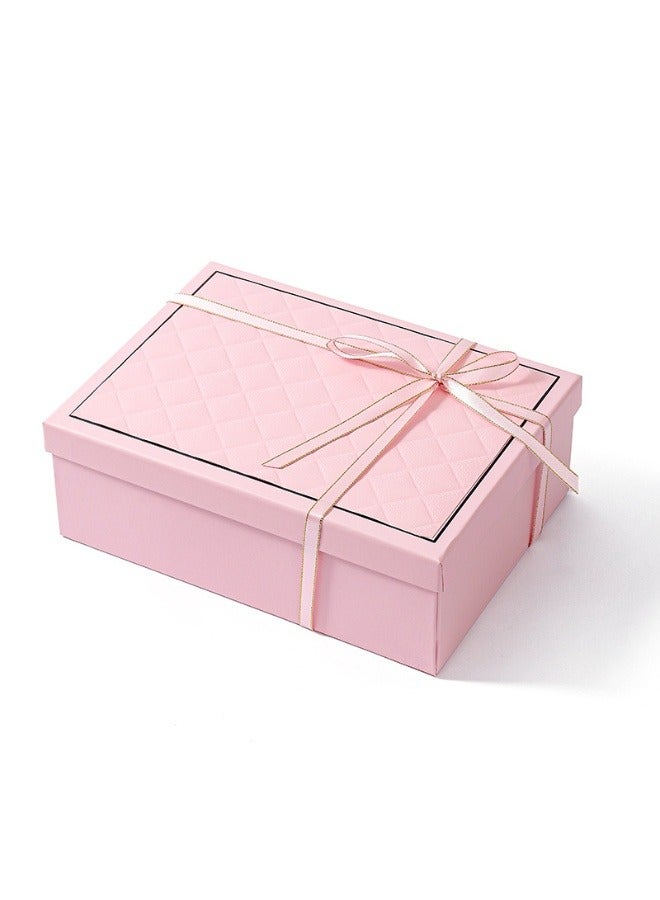 Pink Gift Box For Girl,With Lid,Rectangular Foldable,Packaging Box For Valentines Day Present Birthday Wedding - Image 1