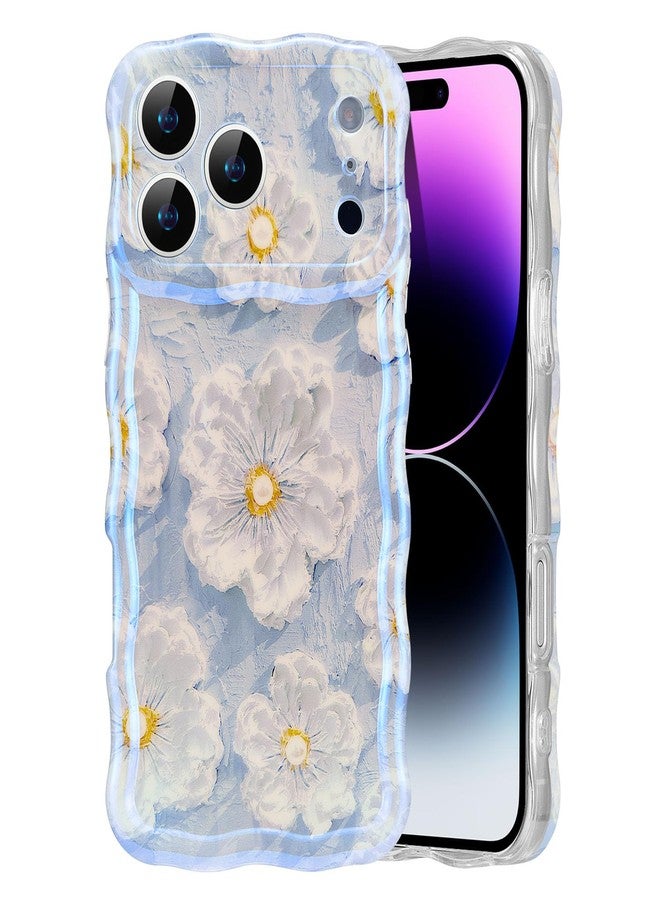 EYZUTAK جراب هاتف EYZUTAK لهاتف New Phone Pro، جراب هاتف بتصميم زهرة ليزرية ملونة مستوحاة من اللوحات الزيتية القديمة، بإطار لامع على شكل موجة مجعدة، غطاء حماية من الخدوش مصنوع من مادة TPU - أزرق - Image 1