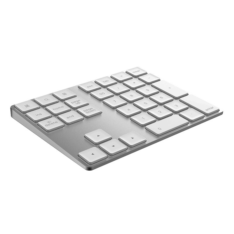 ميزات جهاز HUB USB-C 3.1 لوحة مفاتيح بلوتوث 2 في 1: لوحة أرقام لاسلكية بمفتاحين واجهات USB3.0 ممتدة فضية - Image 4