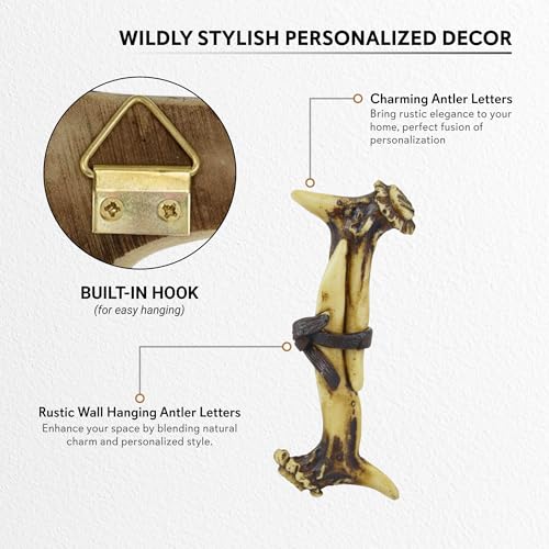 Pine Ridge Personalized Name Art 6" Antler Letter I Home Decor - 3D Western Decorative Hanging Wall Letters Decorations Deer Antler Monogram Hunting Sign Design - Unique Gift Ideas - Image 2