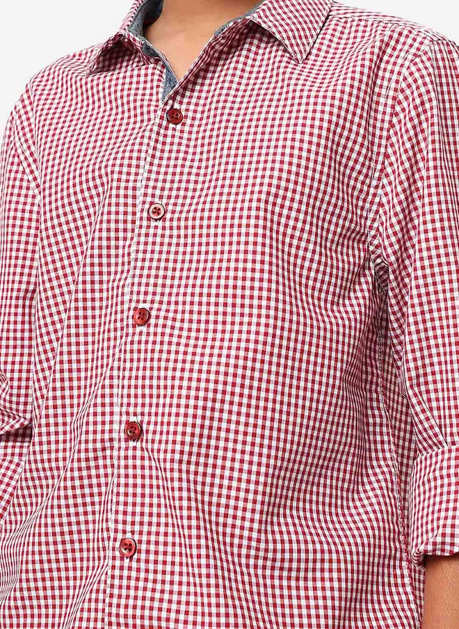 بونكيدز BONKIDS Boys Checked Spread Collar Casual Cotton Shirt