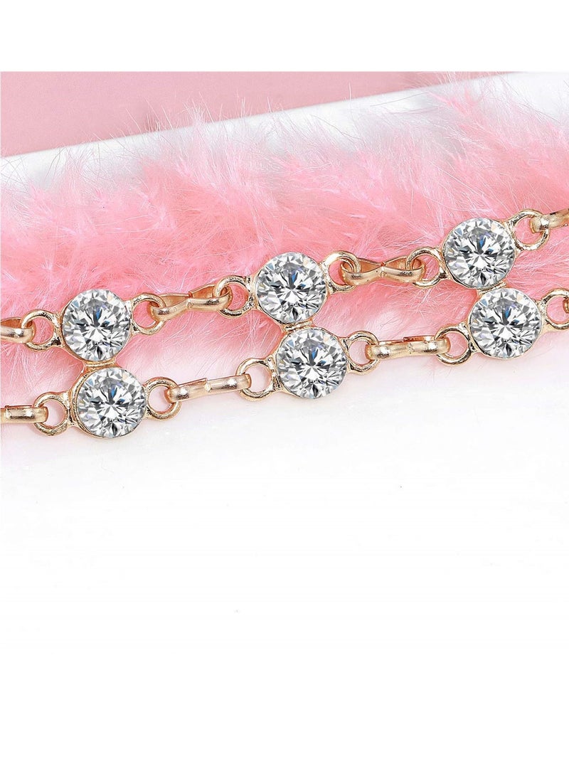 Double Row Rhinestone Crystal Belt for Women, Sparkling Waistband Dresses, O Ring Chain Design, Glamorous Gift, S Size - Image 4
