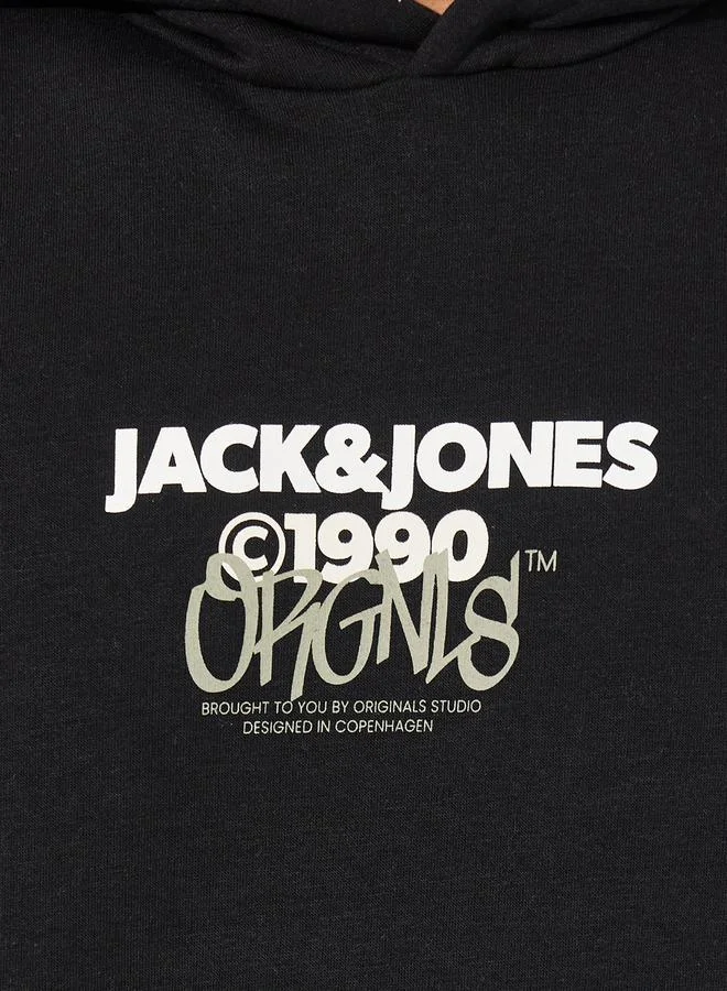 JACK & JONES Logo Print Regular Fit Hoodie