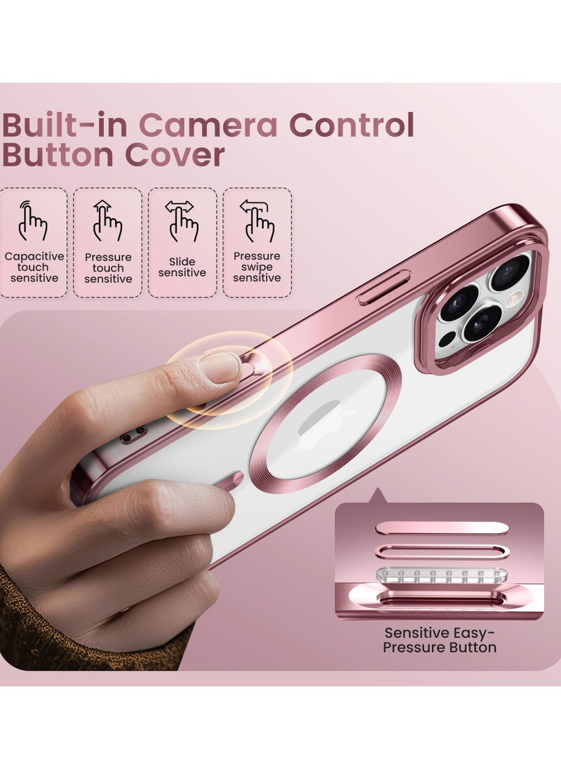 GolbinBox For iPhone 16 Pro Magnetic Phone Case with Holder [Compatible with MagSafe] [Camera Control Capture Button] [16FT Premium Drop Protection] Shockproof Ultra-Thin Phone Case 6.3 Inch Pink  - Image 2