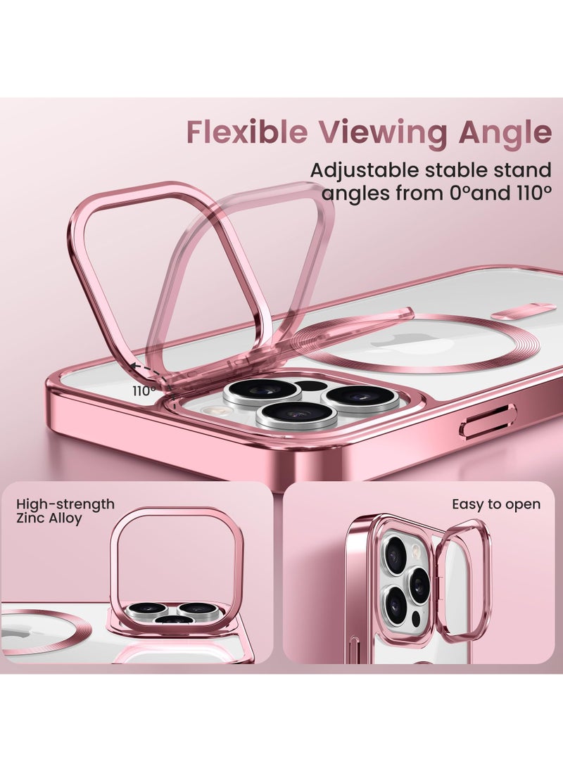 GolbinBox For iPhone 16 Pro Magnetic Phone Case with Holder [Compatible with MagSafe] [Camera Control Capture Button] [16FT Premium Drop Protection] Shockproof Ultra-Thin Phone Case 6.3 Inch Pink  - Image 3