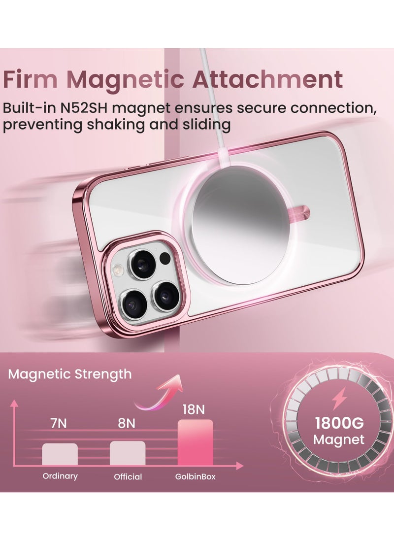 GolbinBox For iPhone 16 Pro Magnetic Phone Case with Holder [Compatible with MagSafe] [Camera Control Capture Button] [16FT Premium Drop Protection] Shockproof Ultra-Thin Phone Case 6.3 Inch Pink  - Image 4