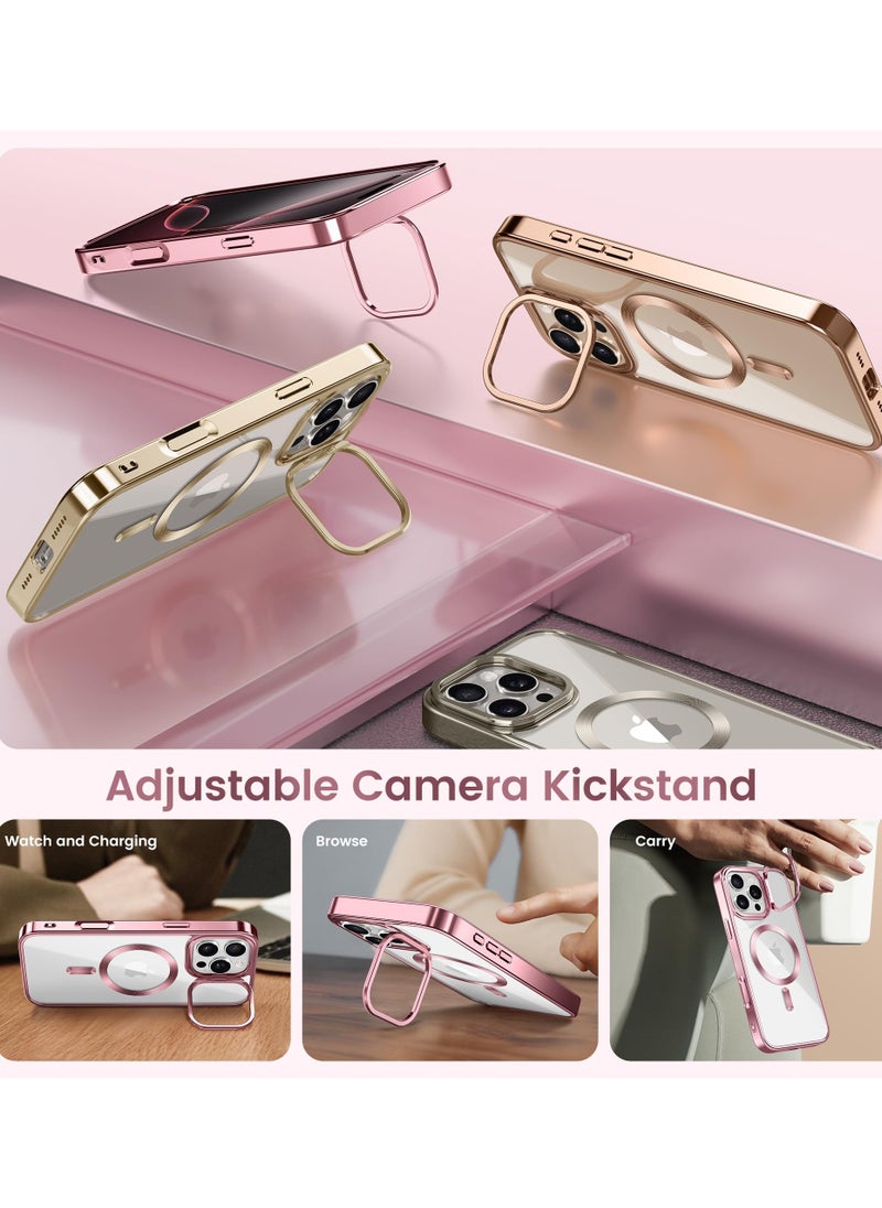 GolbinBox For iPhone 16 Pro Magnetic Phone Case with Holder [Compatible with MagSafe] [Camera Control Capture Button] [16FT Premium Drop Protection] Shockproof Ultra-Thin Phone Case 6.3 Inch Pink  - Image 5