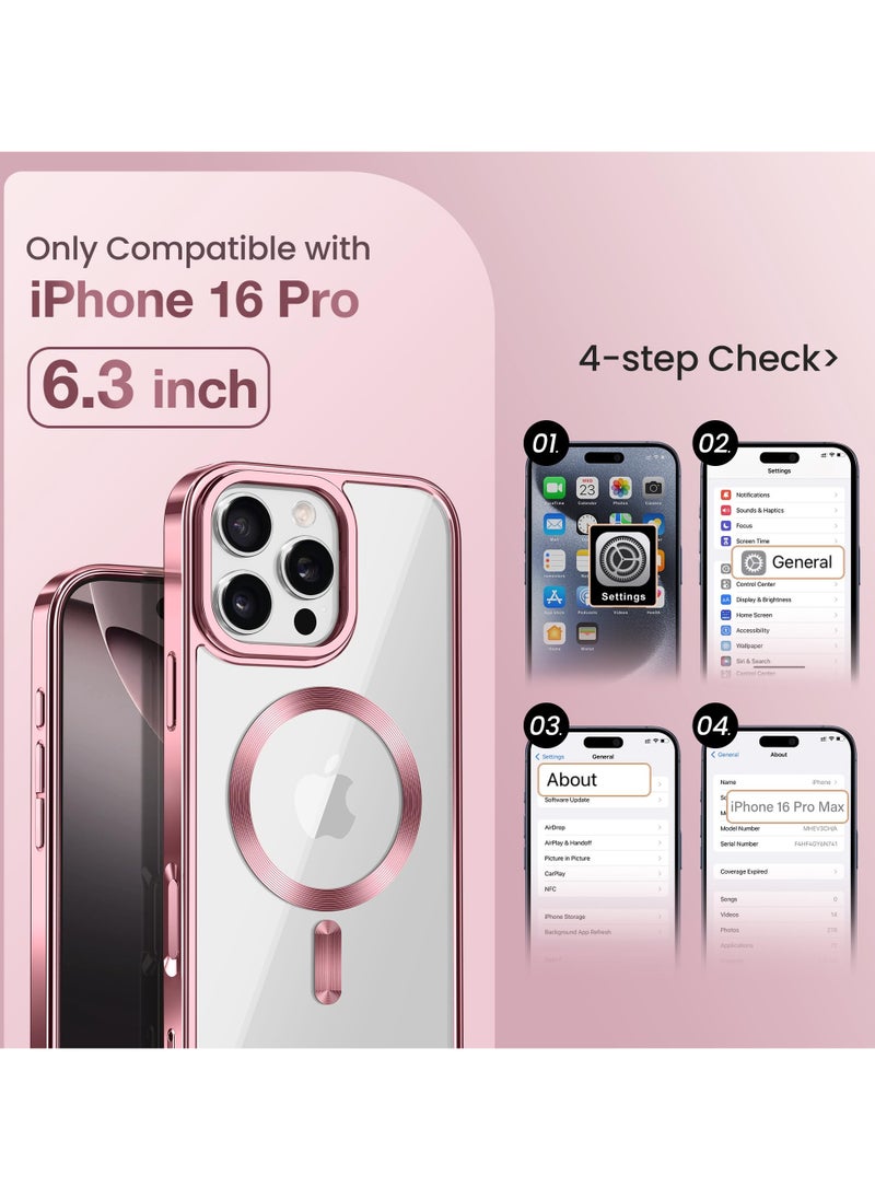 GolbinBox - For iPhone 16 Pro Magnetic Phone Case with Holder [Compatible with MagSafe] [Camera Control Capture Button] [16FT Premium Drop Protection] Shockproof Ultra-Thin Phone Case 6.3 Inch Pink - Image 1