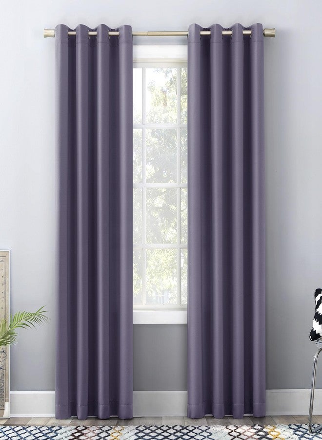 Sun Zero Barrow 2-Pack Solid Total Blackout Grommet Curtain Panel Pair, 54" x 84", Lavender - Image 1
